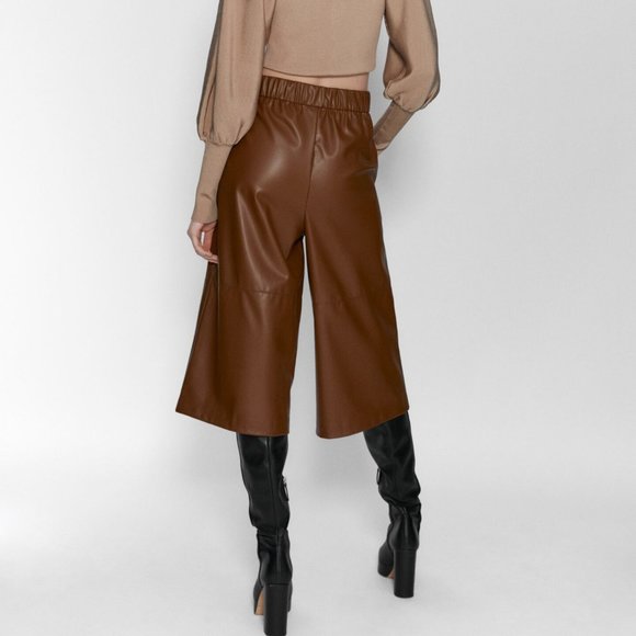 Zara Faux Leather Long Shorts - Picture 6 of 8